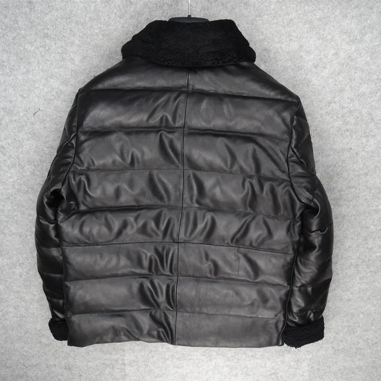 Новинка, зимняя модная мужская пуховая куртка из натуральной овчины, Мужская теплая Толстая куртка черного цвета размера плюс, xxxl, 2xl, 3xl