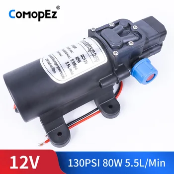 

DC 12V 80W 130PSI 5.5L / Min Agricultural Electric Automatic Switch Water Pump Micro High Pressure Diaphragm Water Sprayer