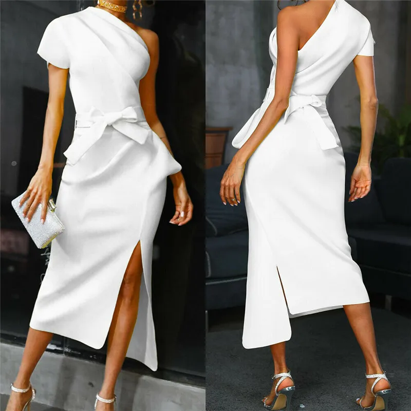 Womens Bodycon One Shoulder Dress Ladies Party Evening Midi Dresses Robe Femme Robe Longuebandage Dress Vestidos Dresses Aliexpress