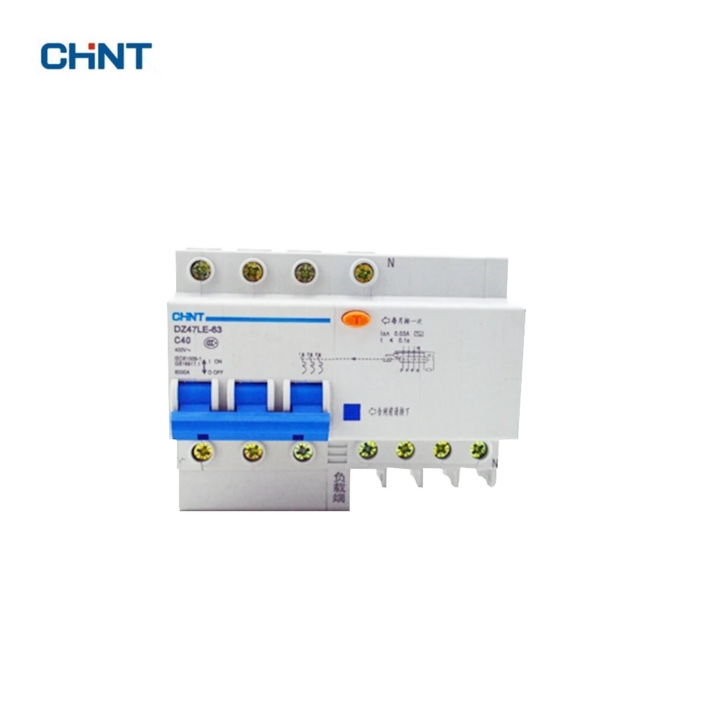 

CHINT 40A DZ47LE-63 3P+N C40 Overload Protection ELCB Earth Leakage Circuit Breaker