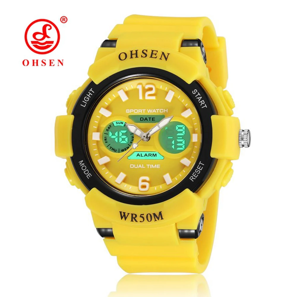 2016 Ohsen Brand Women Girls Fashion Digital Quartz Sport Watch Dual
