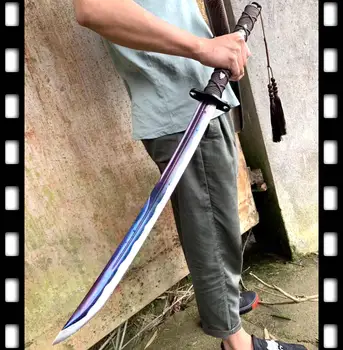 

Handmade Japanese Ronin Dao Sword Katana Full Tang Blue High Carbon Steel Blade Sharp Samurai Fighting Knife