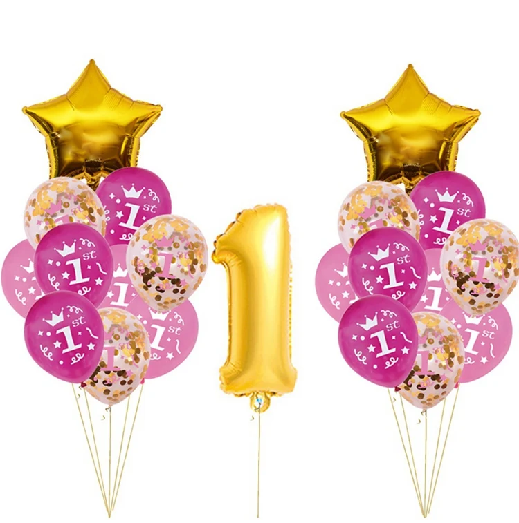 Конфетти на день рождения воздушный шар из фольги Рисунок шар 1-й День Рождения Декор дети первый один год день рождения для мальчиков и девочек вечерние детский душ
