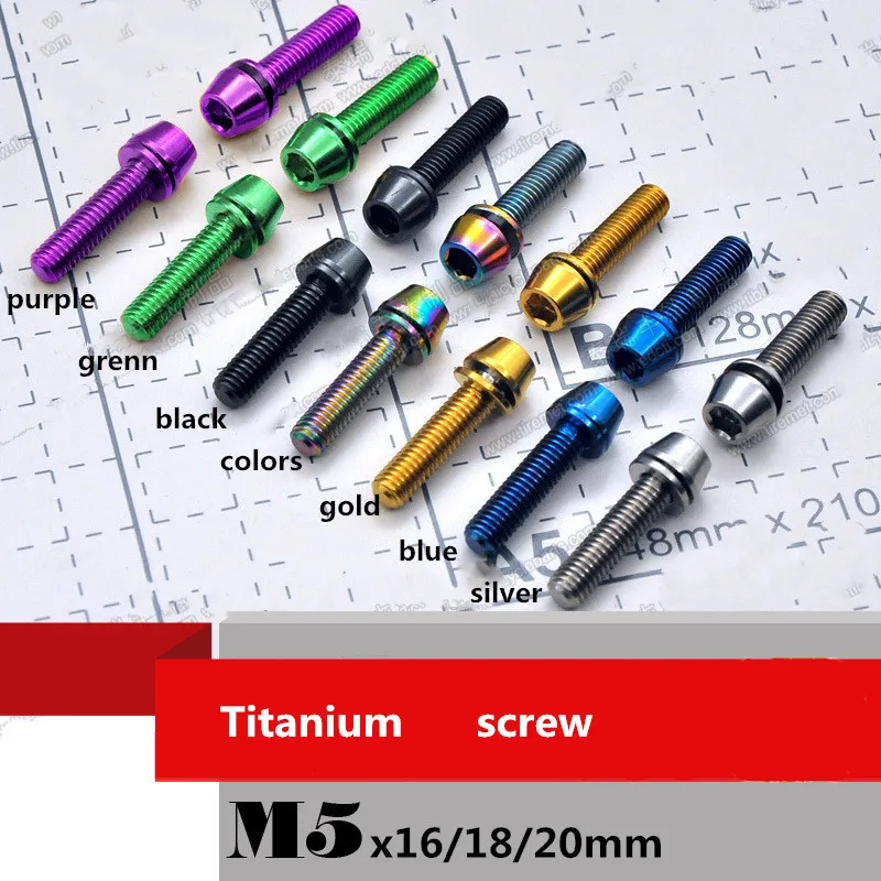 4 шт. titanium винт m5x16/18/20 мм для велосипедного тормоза зажим Горный Руль для шоссейного велосипеда велосипед высокими антиокислительными свойствами дисковый тормоз titanium болт