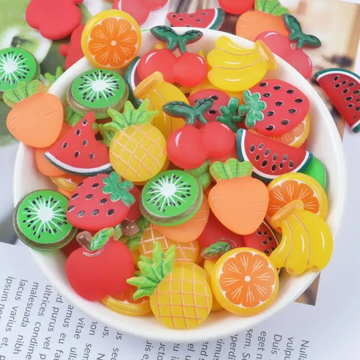 

Flat Back Fruits Resin Watermelon Pineapple Cute Resins DIY Jewelry Hair Bows Clips Accessories Resin Cabochons Decoration