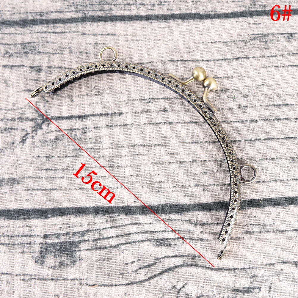 7Sizes DIY Craft bag making Wallet Clip Antique Brass Metal Purse Frame ring kiss clasp Handle for Bag