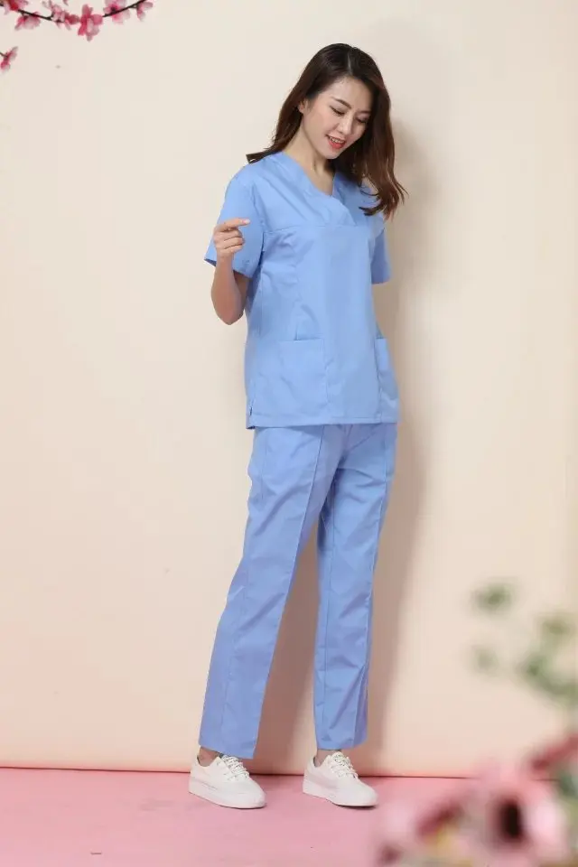 Скрабы медицинская Униформа Женская лабораторная рабочая одежда медсестры одежда больничный хирургический халат короткий рукав летний костюм