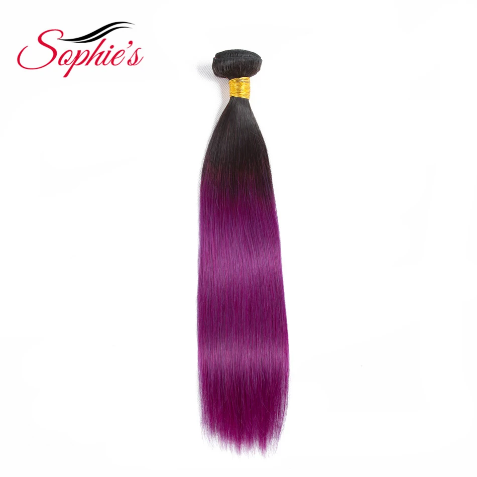 Sophie's Pre-colored Ombre Bundles T1B/Purple Color 1 Bundles Hair Malaysian Human Hair Non-Remy Straight Hair Extensions