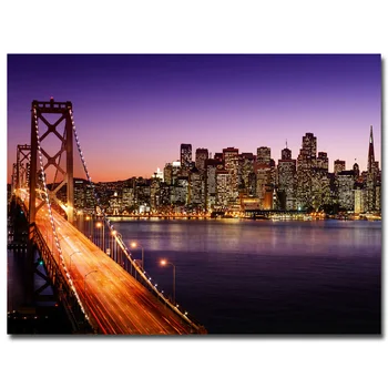 

SAN FRANCISCO California Golden Gate Bridge City Night Art Silk Poster Print 24x32 inches Modern Home Living Room Decor 41