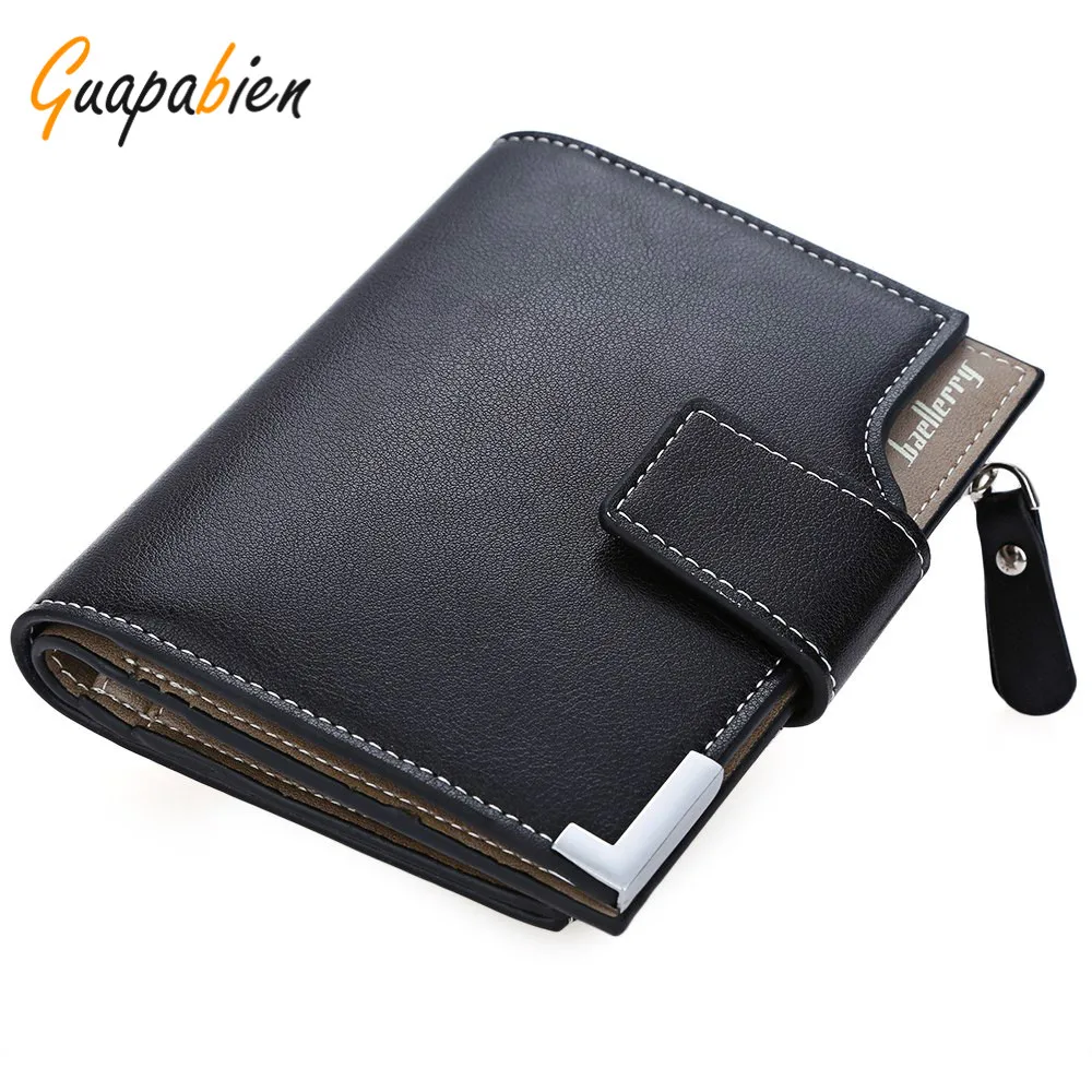 Guapabien New Brand PU Leather Card Holder Coins Pockets Mens Wallet