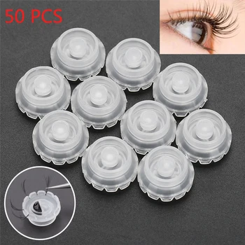 

50pcs Individual Eyelash Glue Holder Grafting Eyelashes Quick Blossom cup ring Eyelash Extension Adhesive Stand Lashes Tools