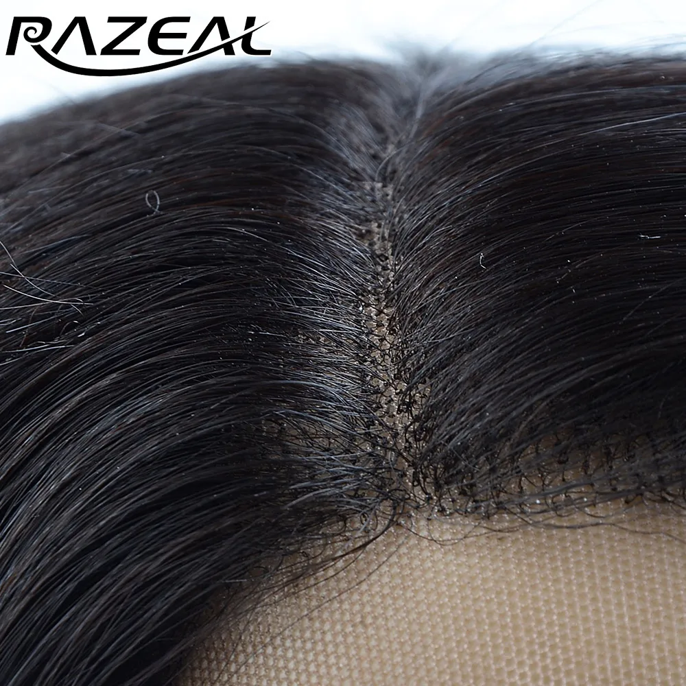 Razeal натуральный коричневый Цвет длинные волнистые синтетические Синтетические волосы на кружеве парики термостойкого волокна с л часть