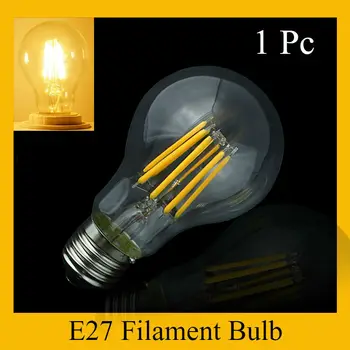 

360 Degree Retro Candle Lamp New E27 A60 LED Filament Light Glass Housing Cob Bulb Lamps 230V 220V 4W 8W Lighting Edison