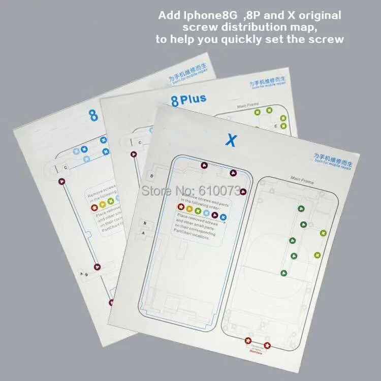 9 шт. Новый магнитный коврик для винтов iPhone X 8 7 6s 6 plus Оригинальная карта