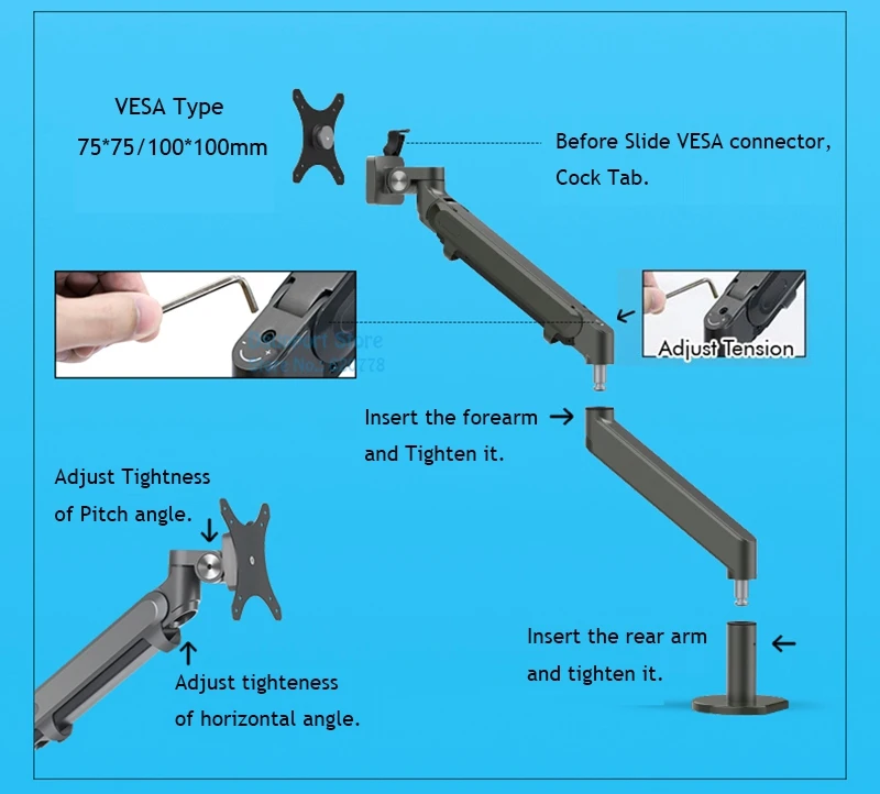 رصد حامل حامل مكتبي ارتفاع قابل للتعديل الألومنيوم واحدة الذراع الغاز الربيع حامل تليفزيون يناسب يصل إلى 32 \ رصد حامل حامل مكتبي ارتفاع قابل للتعديل الألومنيوم واحدة الذراع الغاز الربيع حامل تليفزيون يناسب يصل إلى 32 \