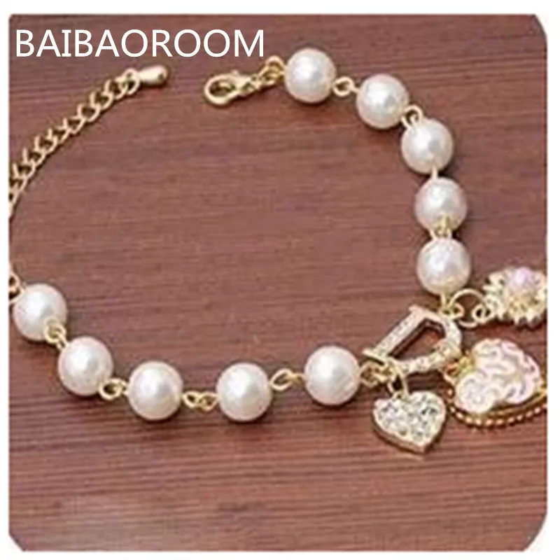 

Fashion Jewelry Bohemia Heart&D with Floral imitation Pearl Love Heart Bracelets Bangles