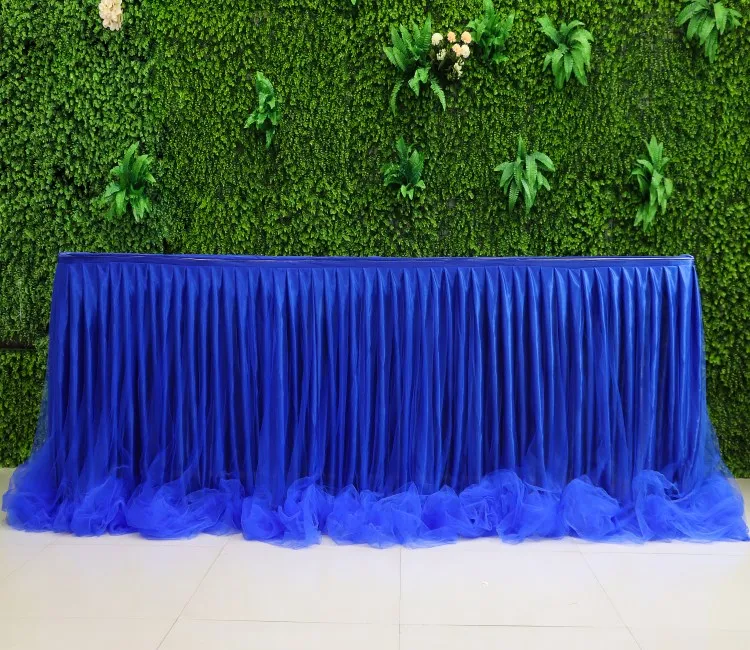 royal blue Шифоновая юбка из органзы для свадебного стола, вечерние юбки для стола, свадьбы, дня рождения, вечеринки, банкета, украшения стола - Цвет: royal blue