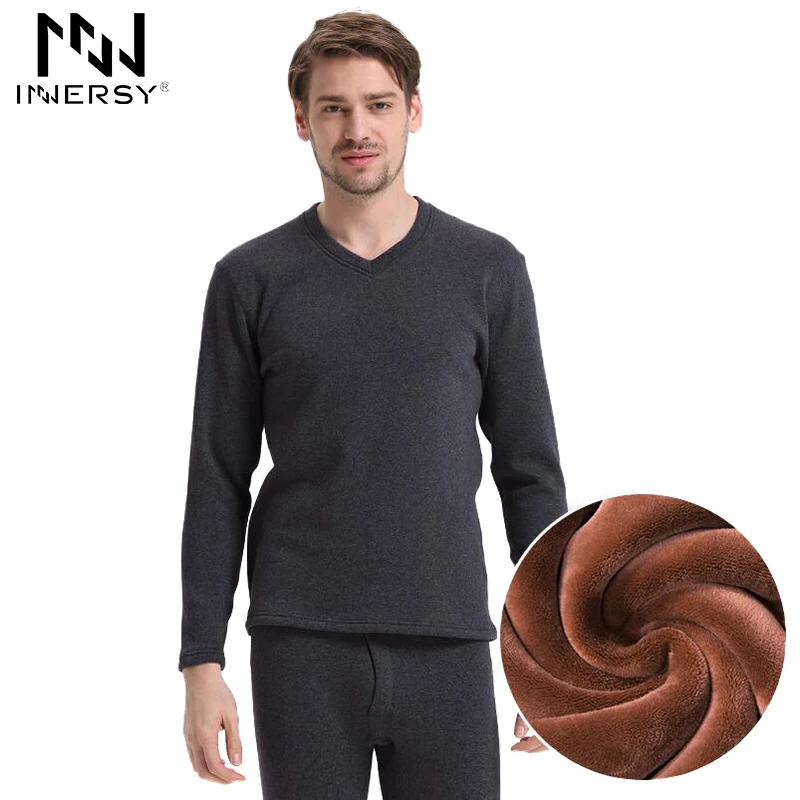 Innersy Underwear Winter Mens Warm Thermal Underwear V neck Long Johns