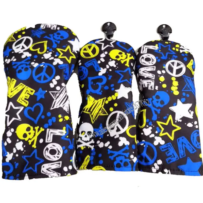 

New Unisex Golf headcover high quality PU Skull Golf wood head Cover 1 3.5 Multicolor Clubs head Cover Cooyute Free shipping