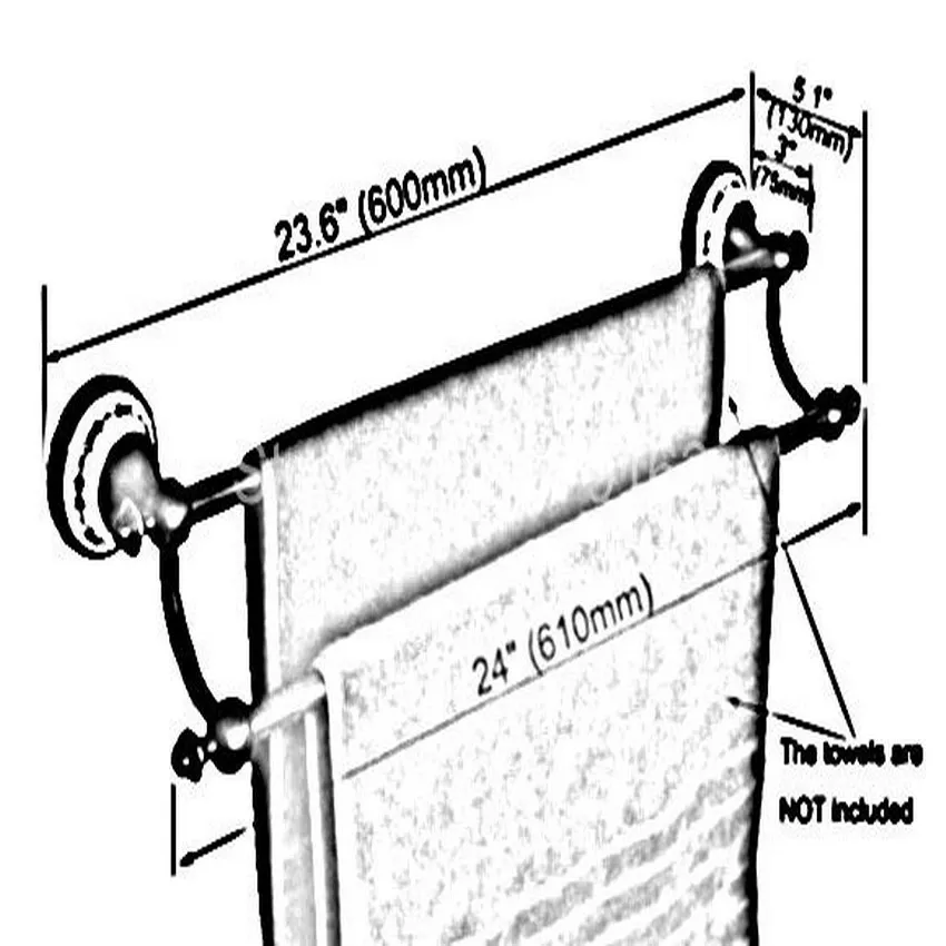 Античная латунная керамика База аксессуары для ванной комнаты настенный двойной полотенца бар стойки для полотенец Держатель полотенец aba407