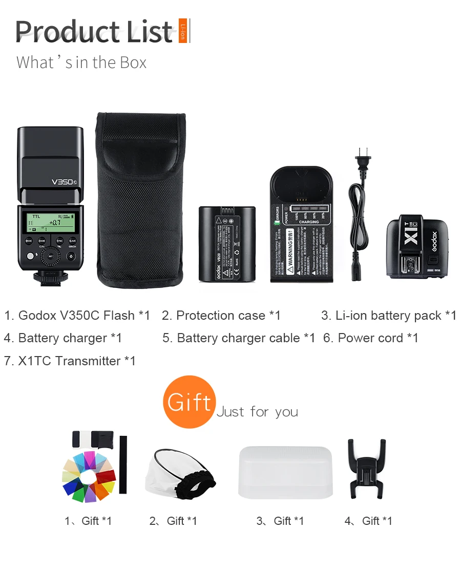 Godox V350C TTL HSS 1/8000s GN36 0 1 ~ 7 s перезаряжаемая камера Speedlite Flash Встроенная батарея с