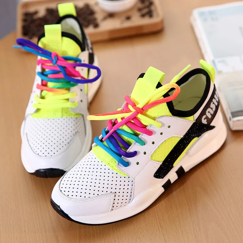 

During Summer Korean Version Increased Leather Hit Color Shoes Fitness Sports Rrun Walking Shoes Net Shoes Breathable Candy Shoe
