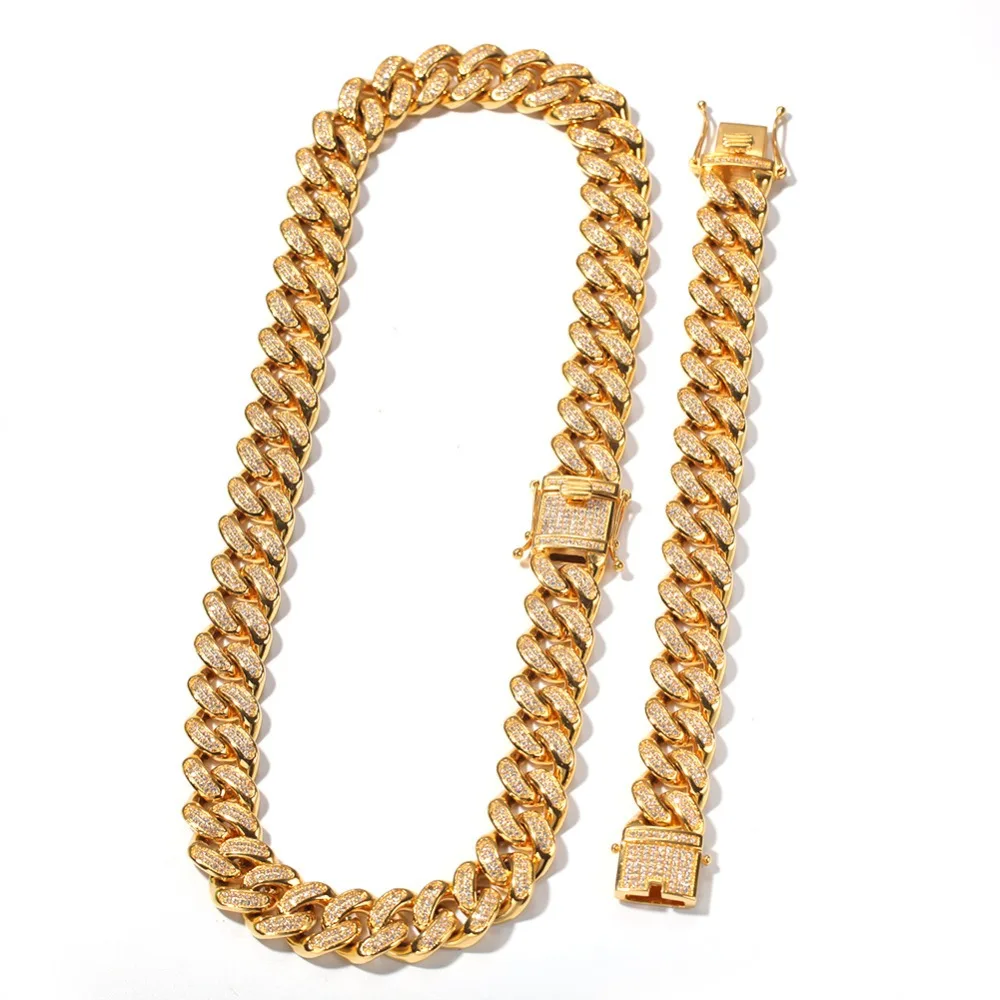 20 мм большая широкая нержавеющая сталь AAA CZ камень Bling Iced Out круглая кубинская цепь браслет ожерелья набор для мужчин хип хоп раппер ювелирные изделия