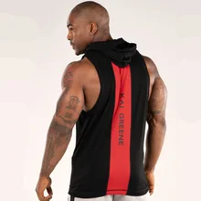Мужские Бодибилдинг топ с капюшоном Хлопок Летний жилет без рукавов тренажерные залы Фитнес тренировки Повседневное модные Лидеры брендов одежда для кроссфита