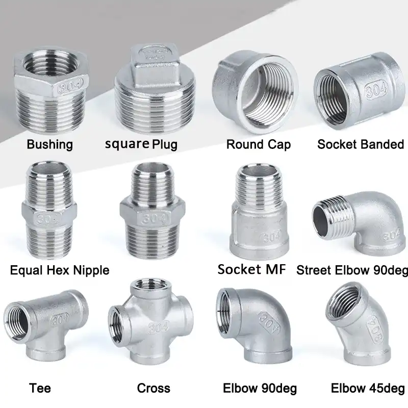 1/4 to 3/4" SS304 Stainless Steel Thread Elbow Cross Nipple Tube Plug