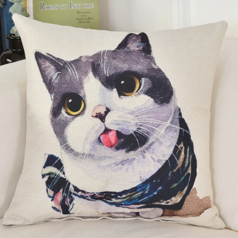 Чехол для подушки 45x45 см 18x18 дюймов с рисунком бежевого животного кота собаки