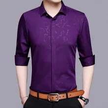 Мужские рубашки с длинным рукавом Осенняя рубашка Slim Fit рубашка модная мужская рубашка с принтом стили деловые повседневные обычные мужские рубашки M-5XL