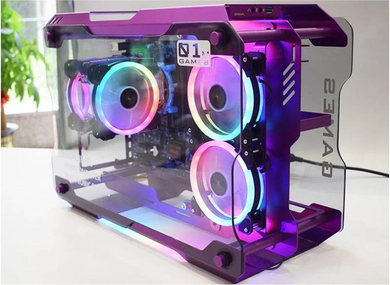 DIY полностью алюминиевый сплав PC игровая подставка из закаленного стекла MATX водяное охлаждение компьютерное шасси gamer gabinete computador