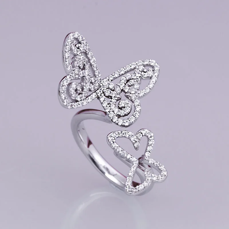 925 sterling silver synthetic diamond ring silver butterfly ring jewelry US size from 4 to 10.5 (DFE)