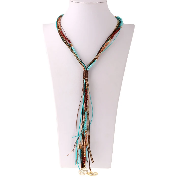 

Indian Jewelry Handmade Long Beaded Tassel Necklaces 2019 New Statement Collar Women Accessories AN359