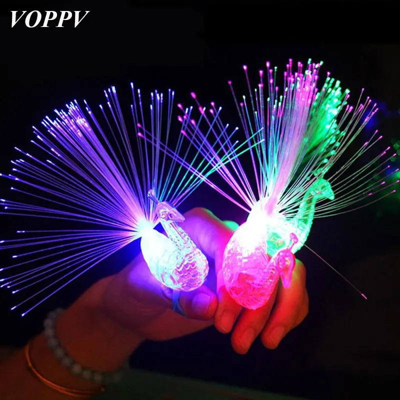 VOPPV лампа в виде павлина на палец красочные светодиодный Light-up кольца для Детская Вечеринка гаджеты Интеллектуальная Детская игрушка для