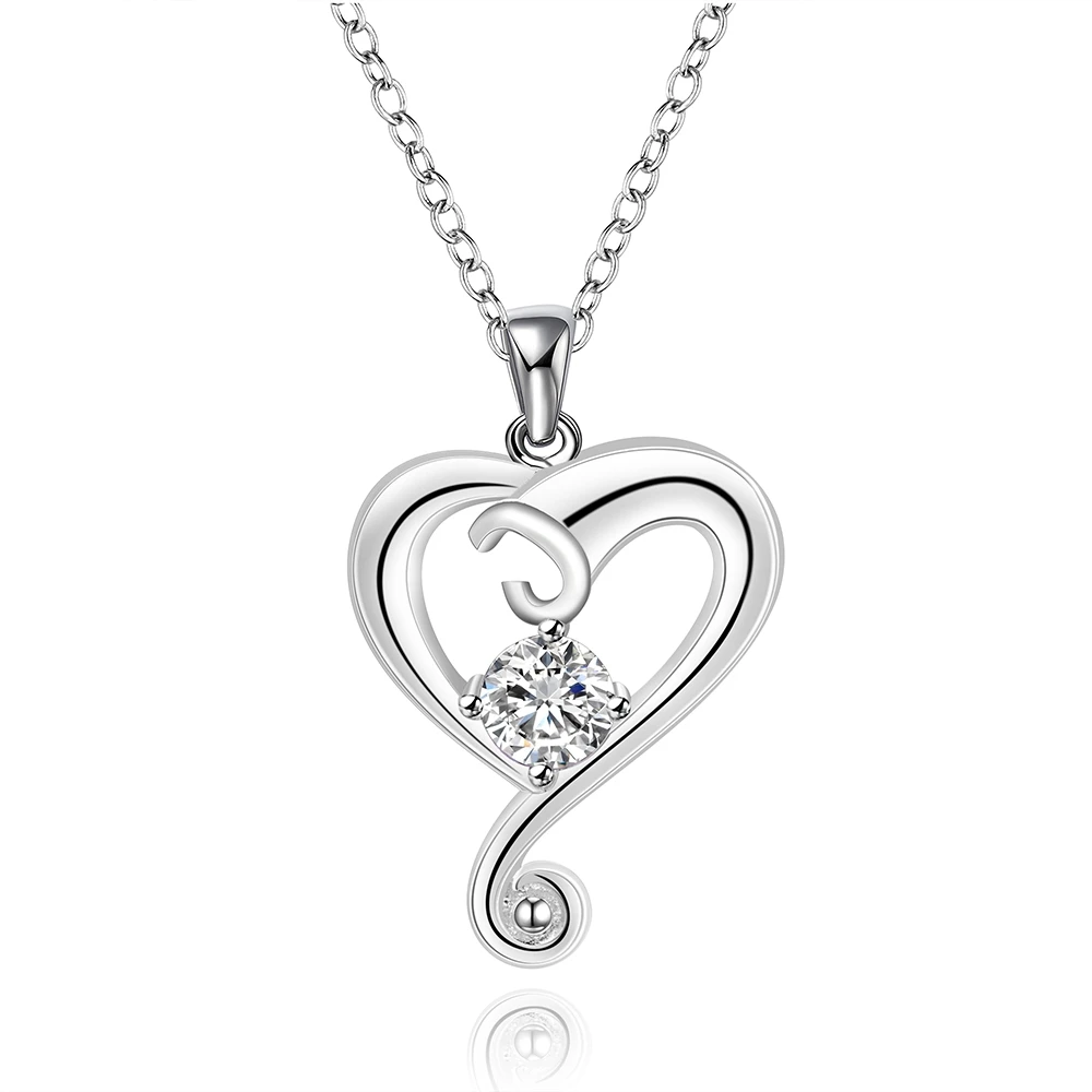 2015 new 925 sterling silver jewelry loverly hollow heart link white stone pendant necklace women wedding