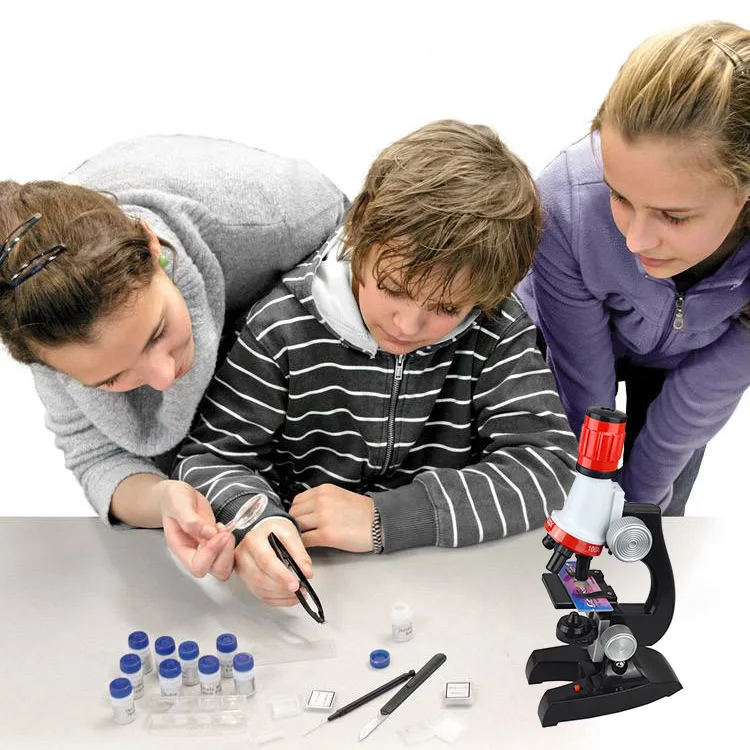 Microscope 100X 400X 1200X Kit Home School Lab Educational Toys Gift For Kids Monocular Biological Microscope @ YJS Dro