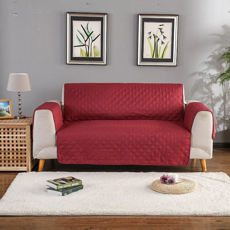 Водонепроницаемый диван Чехлы для Гостиная цельное собака для детей коврик протектор мебели чехлов 1/2/3 местный - Color: Red