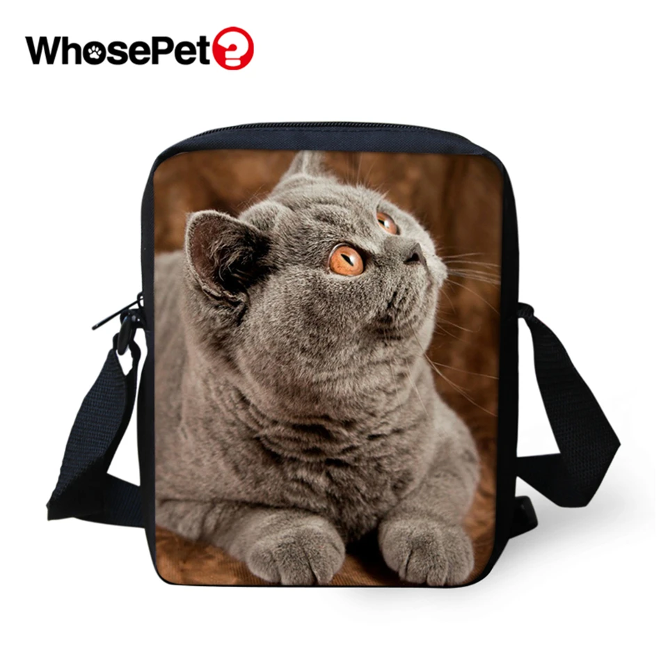 

WHOSEPET Clever Cat Prints Cross Body Messenger Bags Boys Shoulder Bag Cool Girls School Bags Fashion Women Mini Flap Postbag