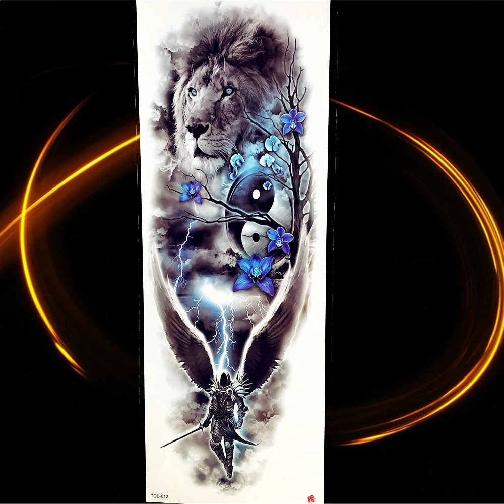 3D Mars God герой Спарты полная рука временная татуировка наклейка для мужчин и женщин 48x17 см большая поддельная Татуировка большая боди-арт тату Ares - Цвет: HTQB012