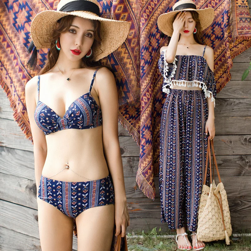 Swimsuits Woman Swimwear Women Tankini Women's Swimsuit Two Pieces Push Up Skirt Size Polyester Floral Swimsuit Separate