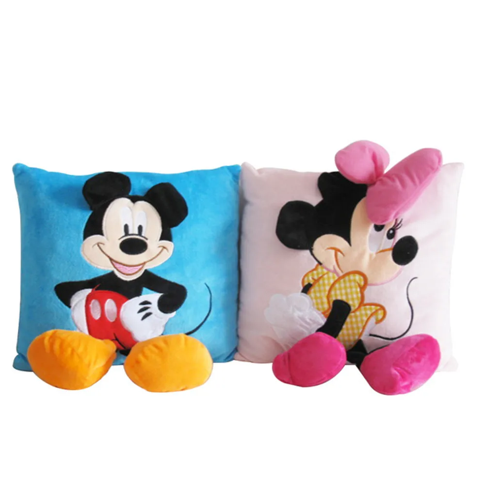 

35cm Mickey Mouse and Minnie plush Pillow Cushion anime Cartoon Pillow Car Cushion sofa office kid girl Christmas Kawaii Gift