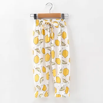 

New Spring Summer Kids Children for 2-8Y Trousers Girls Boys Harem Pant Cotton loose Pants Lemmon Printed Casual Beach Bloomers