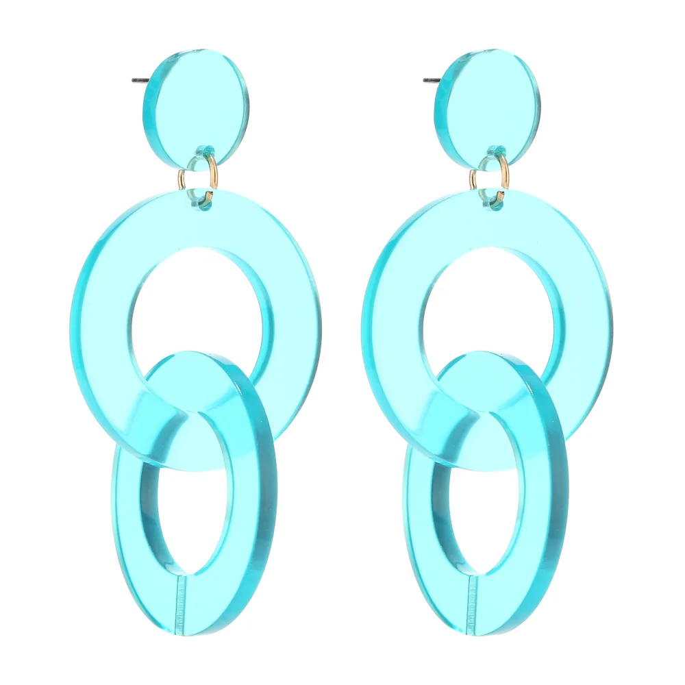 80s неоновые серьги-кольца с акриловые Длинные Висячие серьги для Для женщин и девочек