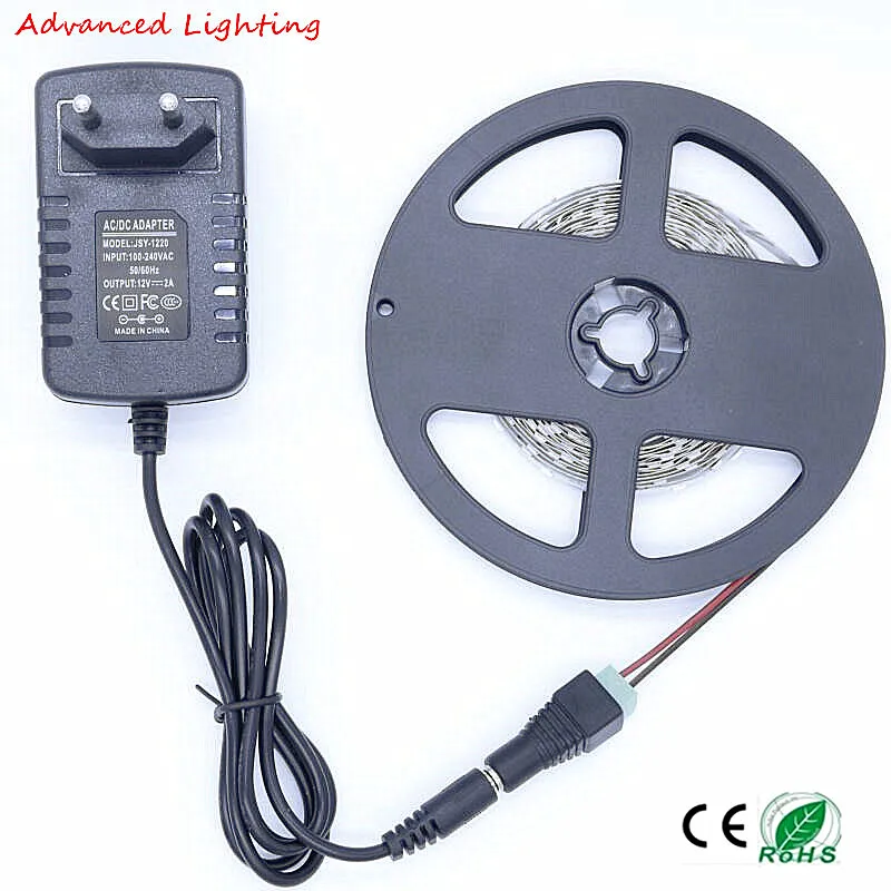 

2016 LED Strip Light Brighter Than 3528 300Leds 2835 SMD LED Stripe String Non-waterproof +DC Connect+12V 2A Power Adapter