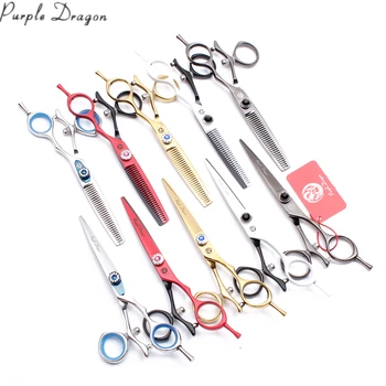 

5.5" 6" 440C Purple Dragon Straight Shears Thinninng Shears Dog Grooming Scissors Professional Pet Scissors Swivel Handle Z9019