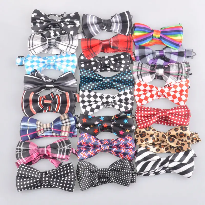 

fashion brand bow tie polyester silk butterfly adjustable wedding bowtie bow ties for men and boy ties