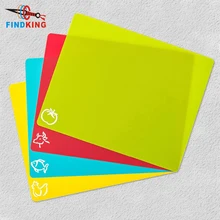 FINDKING 38,5x30,5 см Гибкие пластиковые коврики для резки с значками еды& "EZ-Grip" Вафельная задняя часть(набор из 4) пищевая разделочная доска