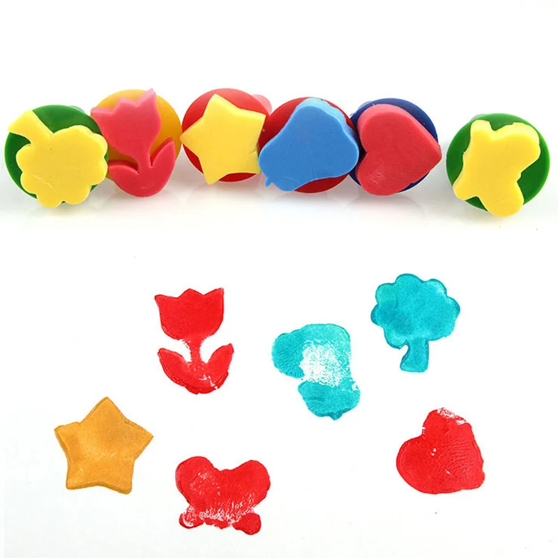 BalleenShiny 6 шт., Детские губки, штампы, инструменты для рисования, милый тюлень, забавные креативные детские игрушки для рисования, забавные DIY Развивающие игрушки - Цвет: A
