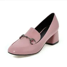 DoraTasia Big Size 34-43 Fashion Women Chunky Heels New Spring Autumn Shoes Square Toe Slip On Woman Pumps